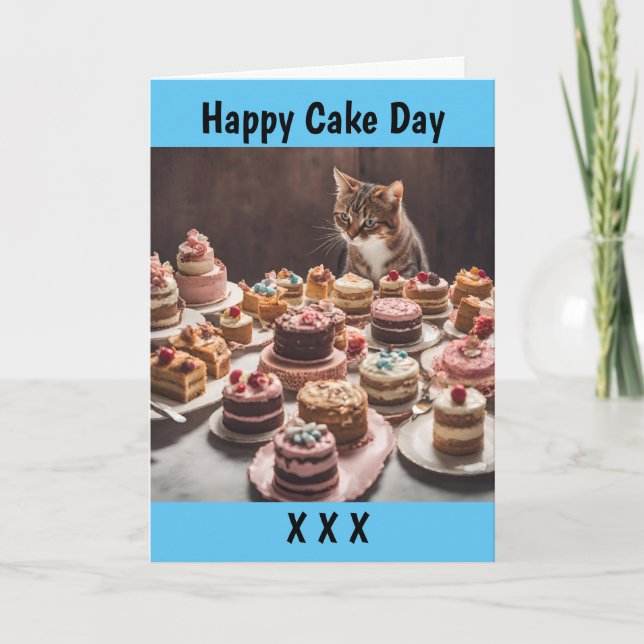 Cake eating cat Birthday Celebration Cute Cats Card (Front)