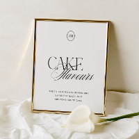 Cake Flavours Modern Elegant Monogram Wedding Sign