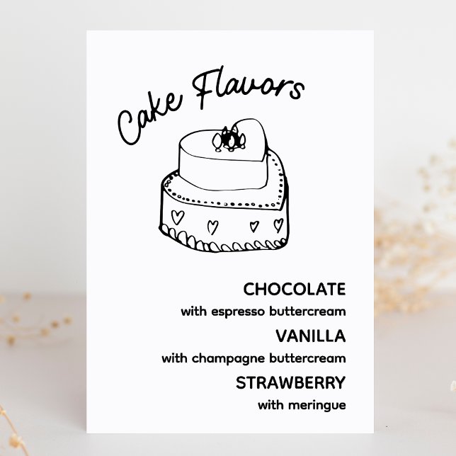 Cake Flavours Modern Minimalist Wedding Sign  (Delight your guests with this elegant cake flavor display, perfect for any chic wedding reception.)