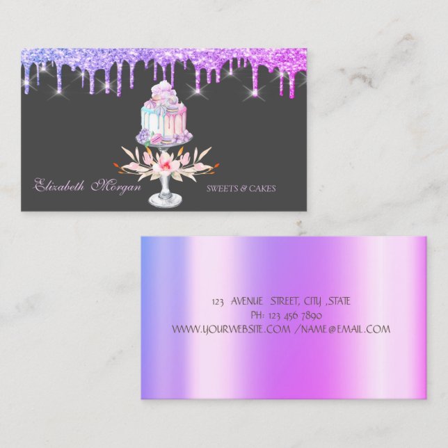Cake Flowers Drips Bakery   Business Card (Front/Back)