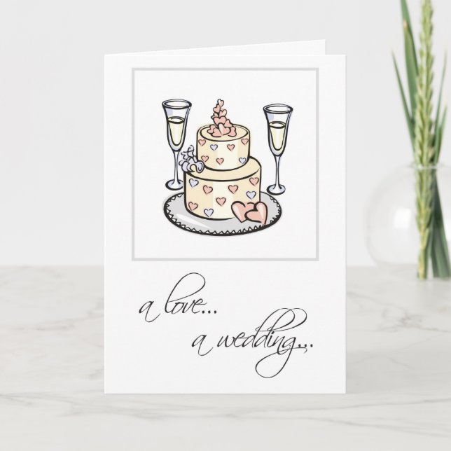 Cake Glasses Wedding Congratulations Card (Front)