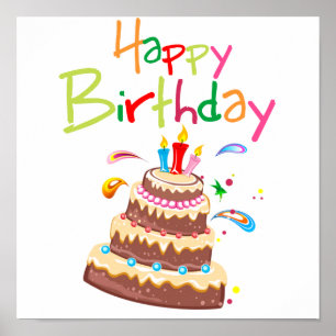 Cake Happy Birthday Poster