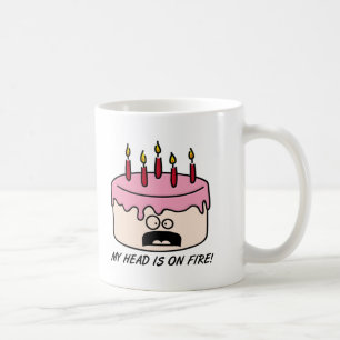 Cake Head on Fire Funny Mug