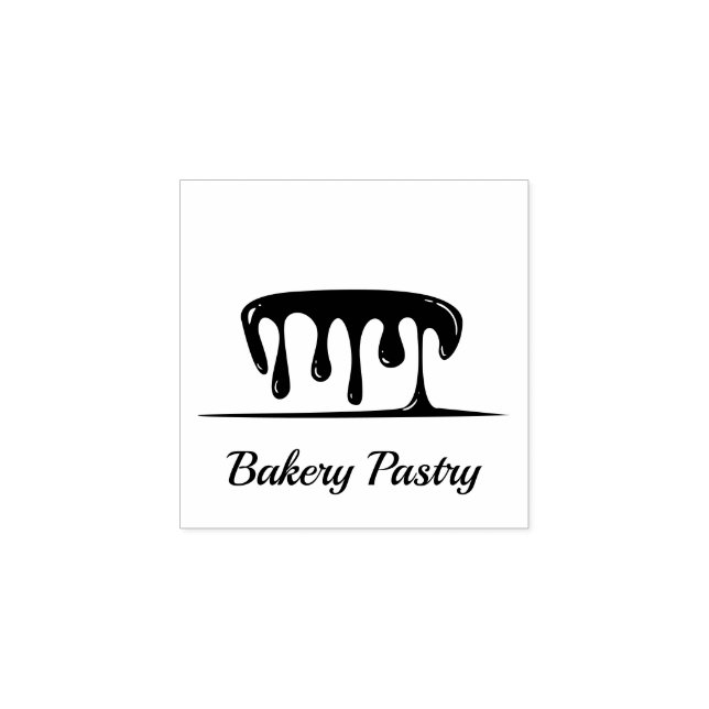 Cake Ice Cream Dripping Bakery Rubber Stamp (Imprint)