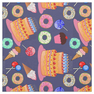 Cake, Ice-cream, Lollipop, Cupcakes, Doughnut Fun Fabric