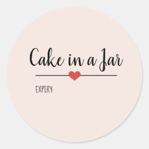 Cake in a Jar blush pink script custom Classic Rou Classic Round Sticker