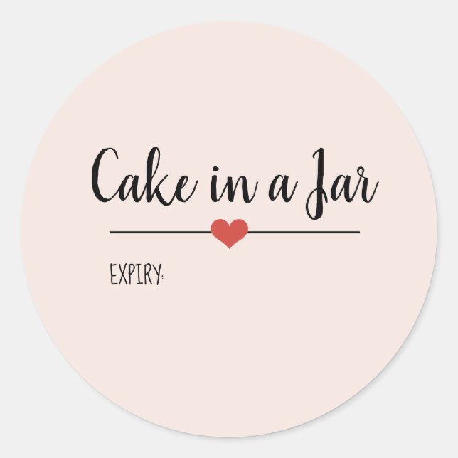 Cake in a Jar blush pink script custom Classic Rou Round Sticker (Front)