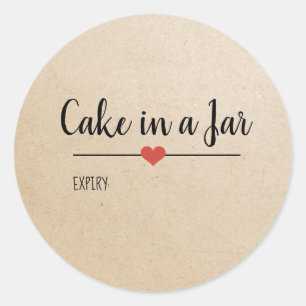 Cake in a Jar kraft script custom Classic Round St Sticker