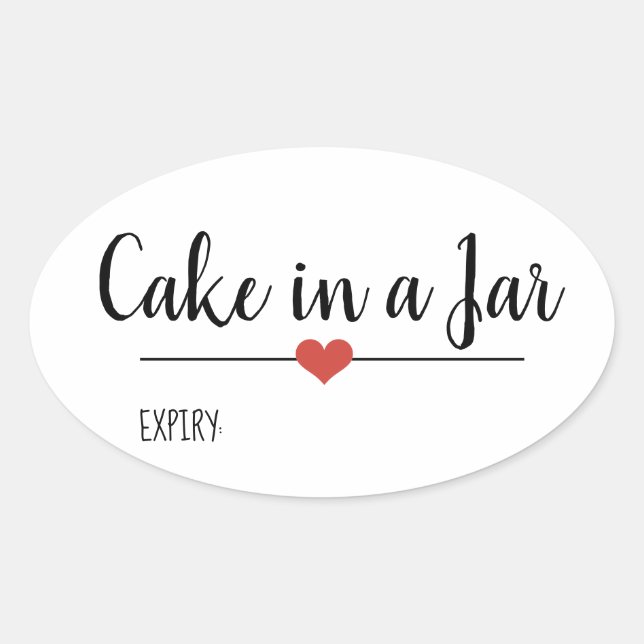 Cake in a jar simple white oval sticker (Front)