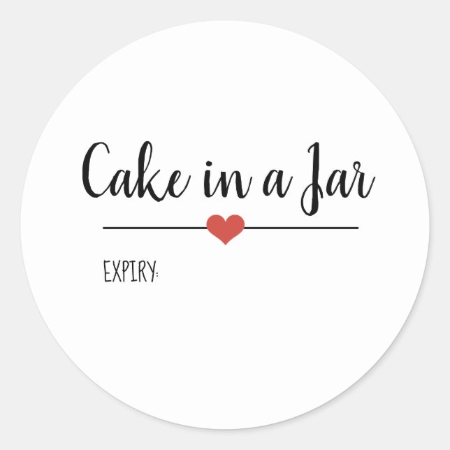 Cake in a Jar white script  Classic Round Sticker (Front)