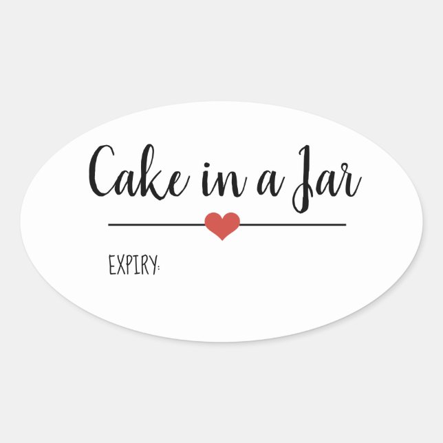 Cake in a Jar white script custom Oval Sticke Sticker (Front)