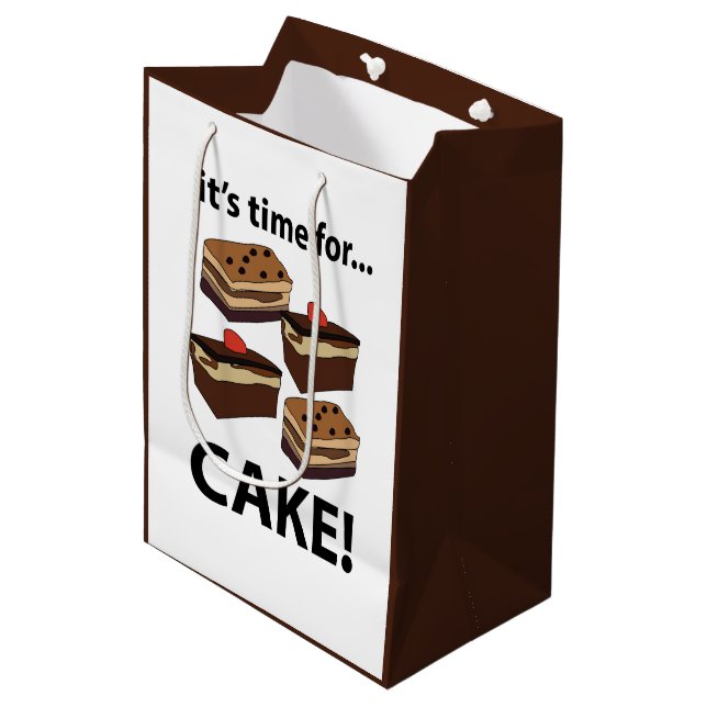 Cake It's Time For Cake Medium Gift Bag (Front Angled)