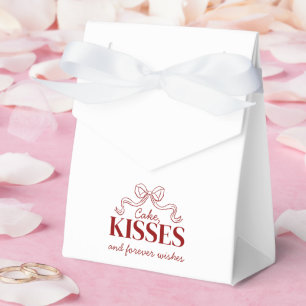 Cake, Kisses And Forever Wishes Red Bow Wedding Favour Box