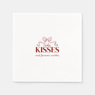 Cake, Kisses And Forever Wishes Red Bow Wedding Napkin