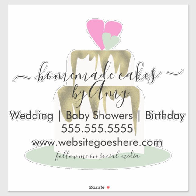 Cake Logo Bakery Business Marketing Car Decal (Sheet)