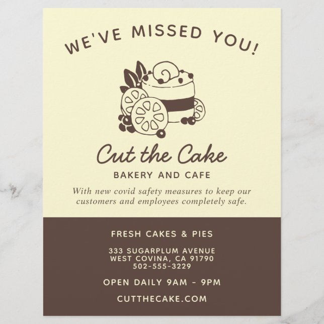 Cake Logo Bakery Business Reopening Flyer (Front)