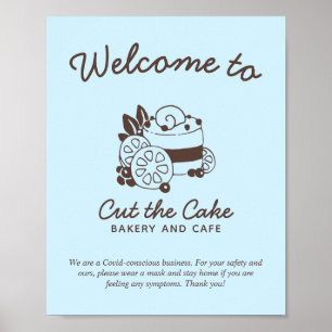 Cake Logo Bakery Covid Safety Welcome Poster
