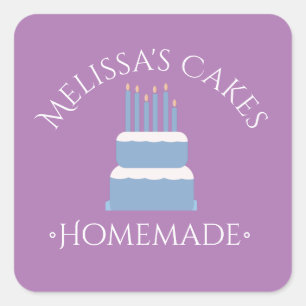 Cake Logo Blue Stickers Homemade Bakery