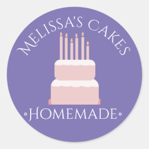 Cake Logo Pink Stickers Homemade Bakery