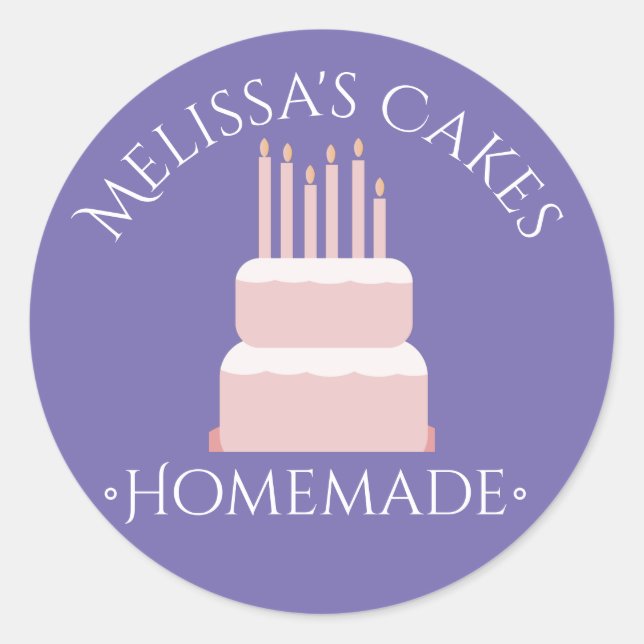 Cake  Logo Pink Stickers Homemade Bakery  (Front)
