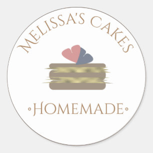 Cake Logo Stickers Homemade Bakery Faux Gold Slice