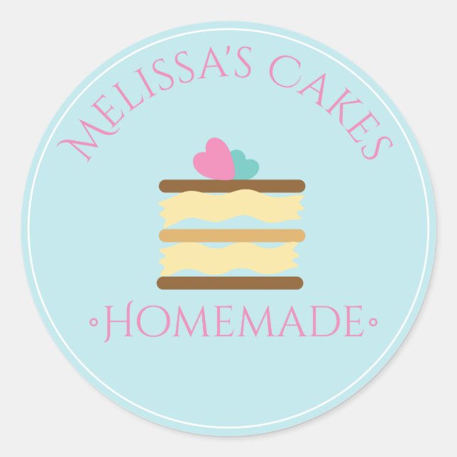 Cake Logo Stickers Homemade Bakery Slice of Cake (Front)
