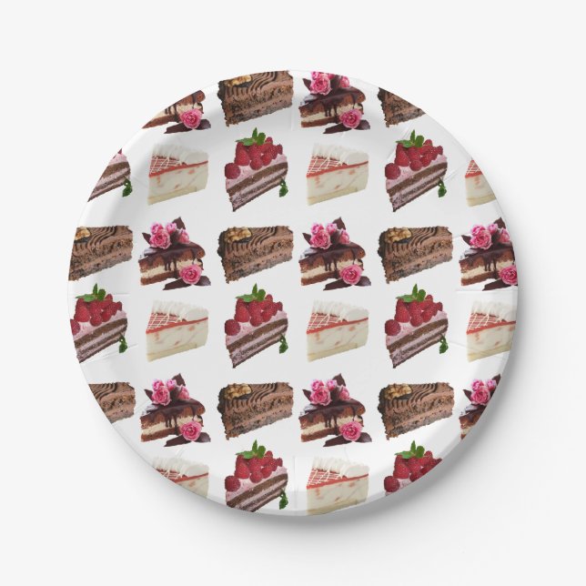 Cake Lovers Delicious Desserts Pattern Paper Plate (Front)