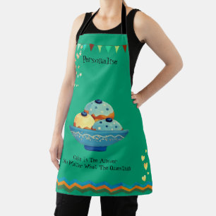 Cake Lovers Quote Bunting Hearts Stars Green Apron