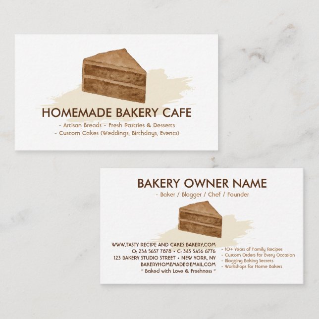 Cake Maker Cookies Wedding Birthday Bakery Minimal Business Card (Front/Back)