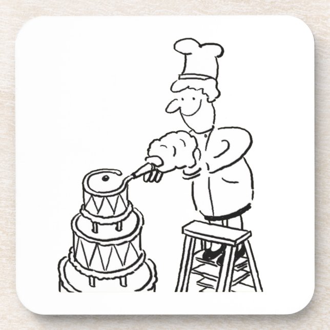 Cake Maker Decorating Giant Cake Coaster (Front)