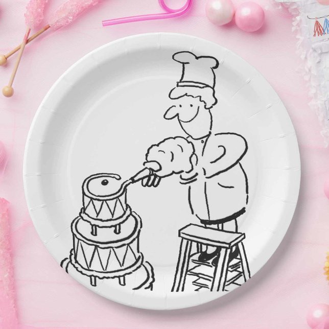 Cake Maker Decorating Giant Cake Paper Plate (Creator Uploaded)