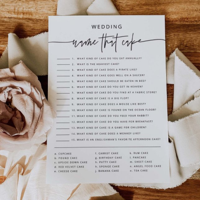 Cake Match Bridal Shower Games Party Activity Card (Creator Uploaded)