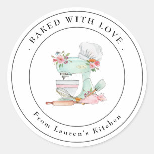  Cake mixer Baked with love baking  Classic Round Sticker
