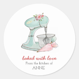 Cake mixer "Baked with love" Classic Round Sticker