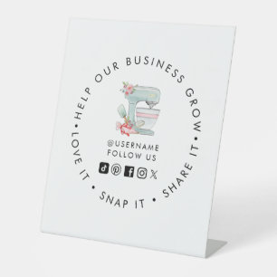 Cake mixer Bakery Social media follow Pedestal Sign