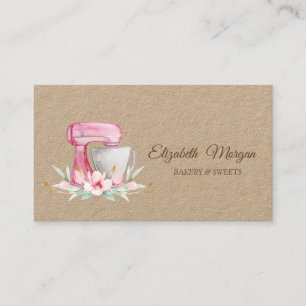 Cake Mixer Flowers Bakery Business Card