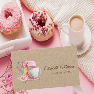 Cake Mixer Flowers Whisk,Rolling Pin Bakery Business Card