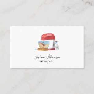 Cake Mixer Modern Watercolor Bakery Business Card