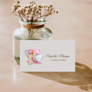 Cake Mixer,Whisk,Rolling Pin Bakery Flowers Business Card