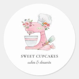 Cake mixer with chef's hat Bakery Classic Round Sticker