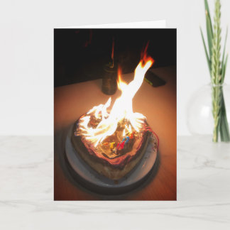 Cake on fire birthday card