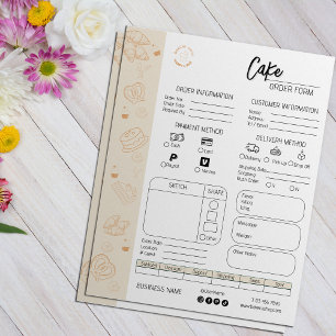Cake Order Form Bakery Small Business Wedding Cake Flyer