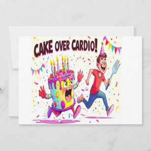 Cake Over Cardio Funny Birthday Invitation