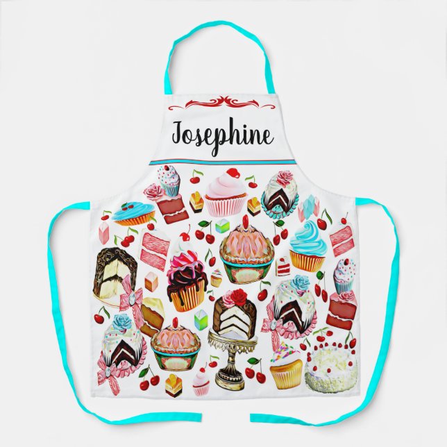 Cake Patisserie Pastry Cupcake Bakery Personalised Apron (Front)