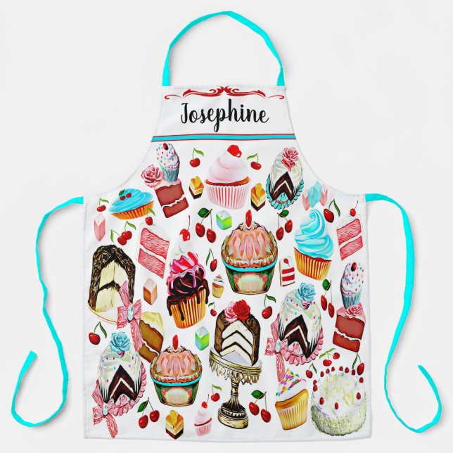 Cake Patisserie Pastry Cupcake Bakery Personalised Apron (Front)