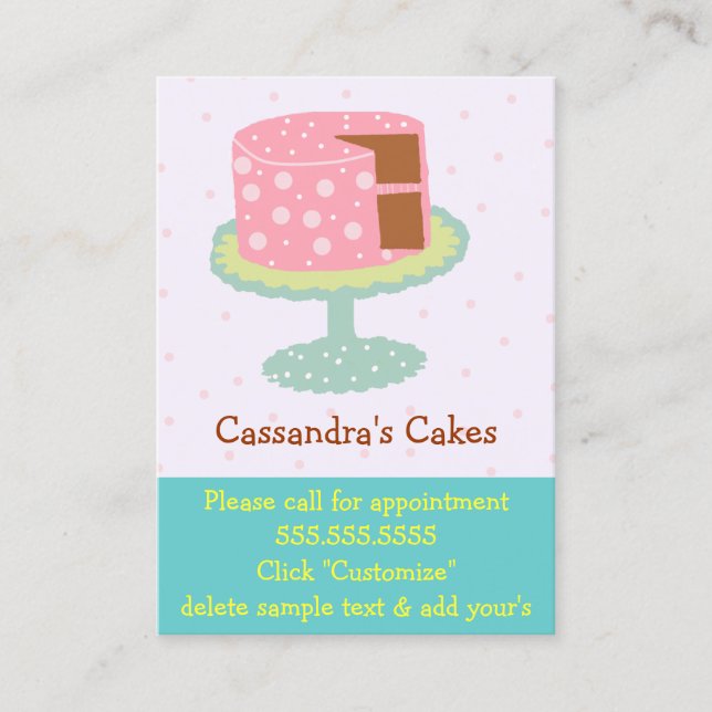 Cake Pink and Green Chocolate Business Card (Front)