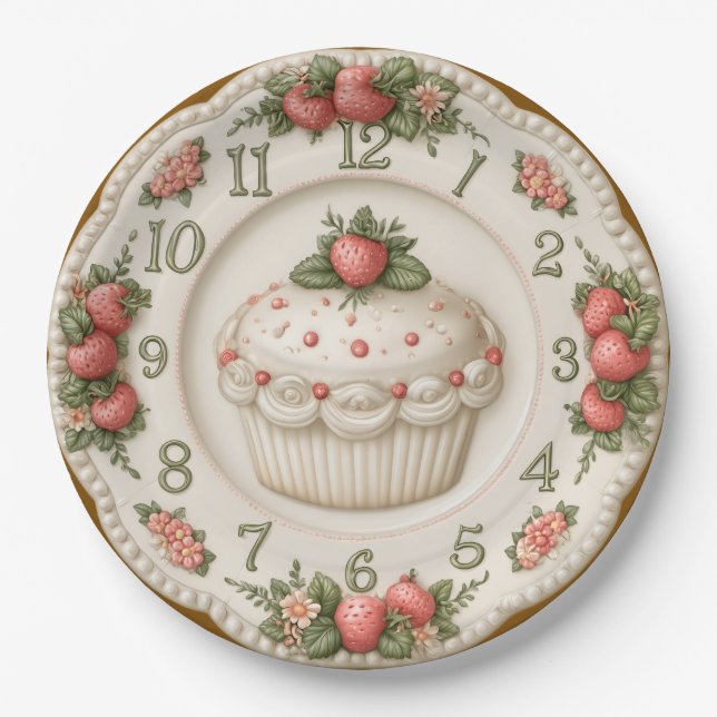 Cake Plate Clock Face Paper Plate (Front)