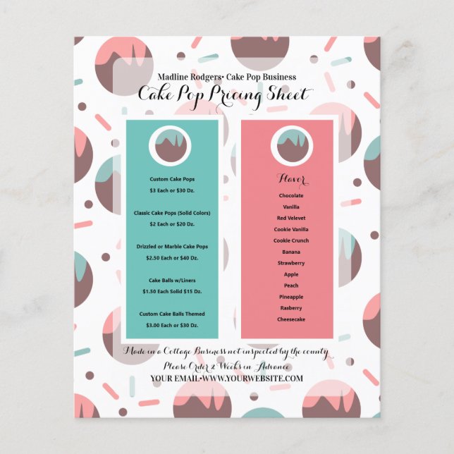 Cake Pop Business Logo Pricing List Flyer (Front)