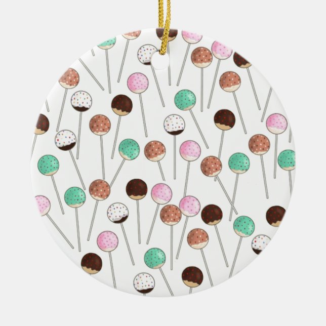 Cake Pop Design Ceramic Tree Decoration (Front)