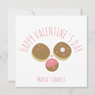 Cake Pop Doughnut Valentines Day Pink Red Script  Card